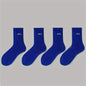4 pairs of unisex socks with oil painting pattern  thin breathable and versatile casual mid length socks