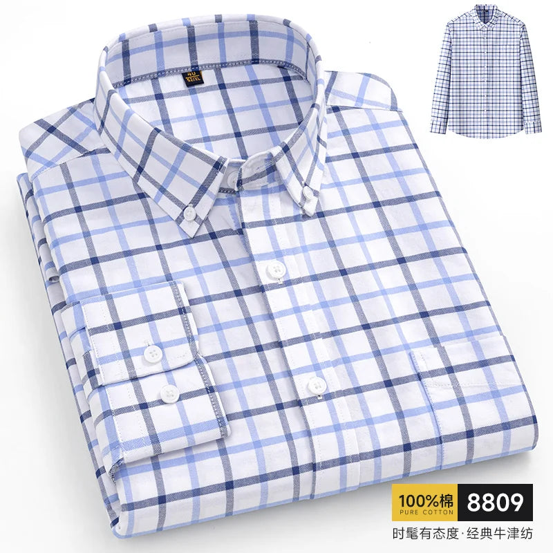 The new 10XL and 11XL oversized Oxford fabric men's shirt is 100% pure cotton, fashionable, casual and business without ironing