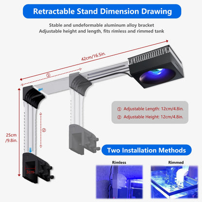 PopBloom RL90 WiFi Reef Aquarium Light 100W, Professional Marine Aquarium LED Full Spectrum for Reef Coral SPS/LPS Fish Tank LED