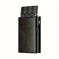 Men's Wallet with Zipper Coin Purse Automatic Pop-up Metal Credit Card Holder Minimalist RFID Blocking Business Card Wallet Idea