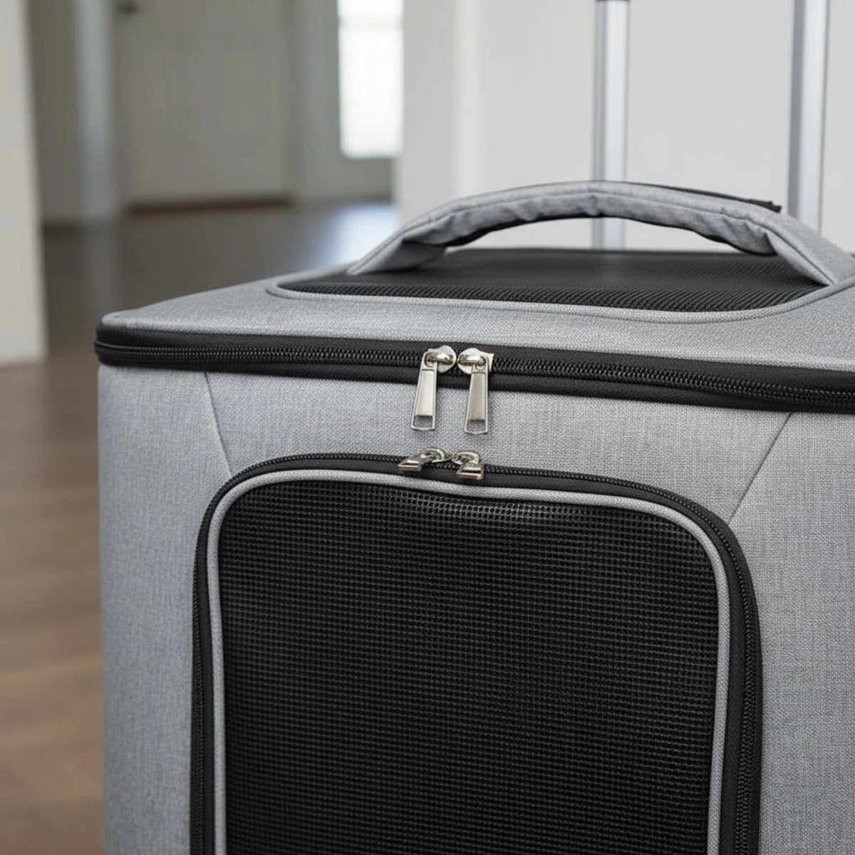 Rolling Pet Carrier Quiet Wheels Feline Carrier Suitcase Feline Travel Bag Large Capacity Portable for Outdoor