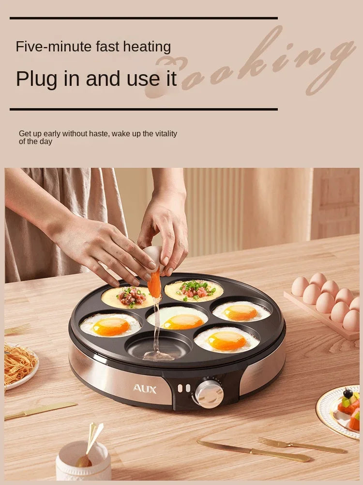 220V Professional Crepe Maker with 7 Holes Egg Burgers Crepes and Omelettes Baking Pan Perfect for Breakfast