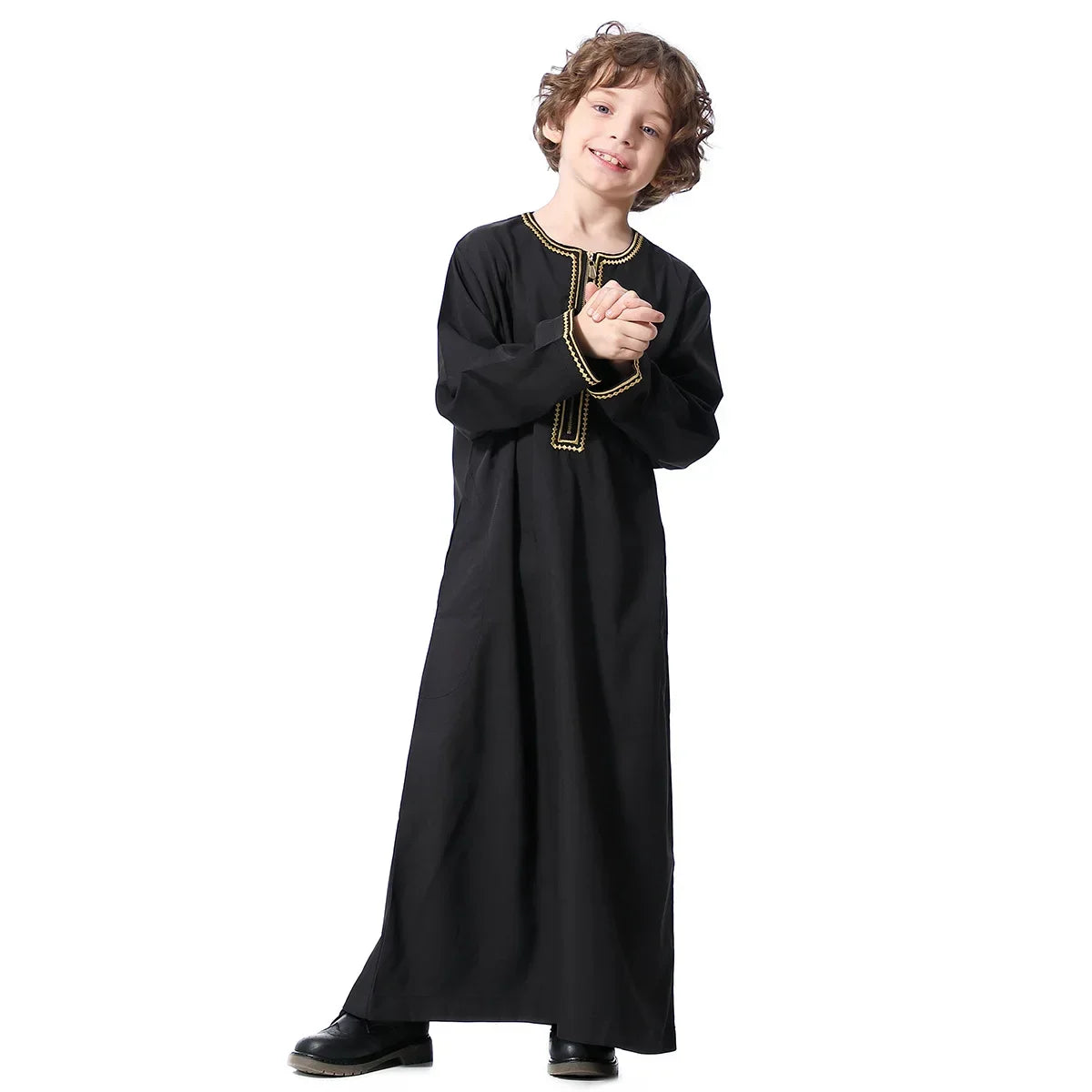 Muslim Saudi Arab Boys Robe Kids Abaya Kaftan Prayer Islam Ramadan Clothing Long Sleeve Thobe Middle East Teenage Dress Dubai