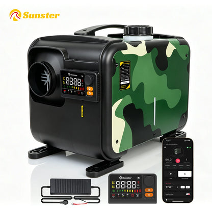 8KW Portable Horizontal Diesel Air Heater 12V Bluetooth LCD Adapter For Car Truck RV Camper Motorhome Campinging Home Heating