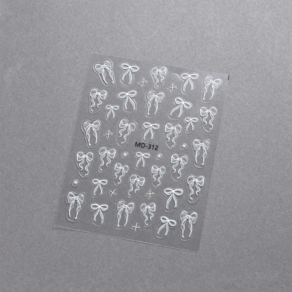 Bowknot Nail Stickers 3D Relief White Ribbon Cute Sweet Pink Self-Adhesive Nail Art Decoration Decals For Nail Tips Manicures