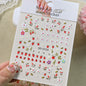 5D Pink Blue Floral Nail Art Stickers Petals Leaf Plant Embossed Nail Decals Spring Summer Flower Design for DIY Nail Supplies