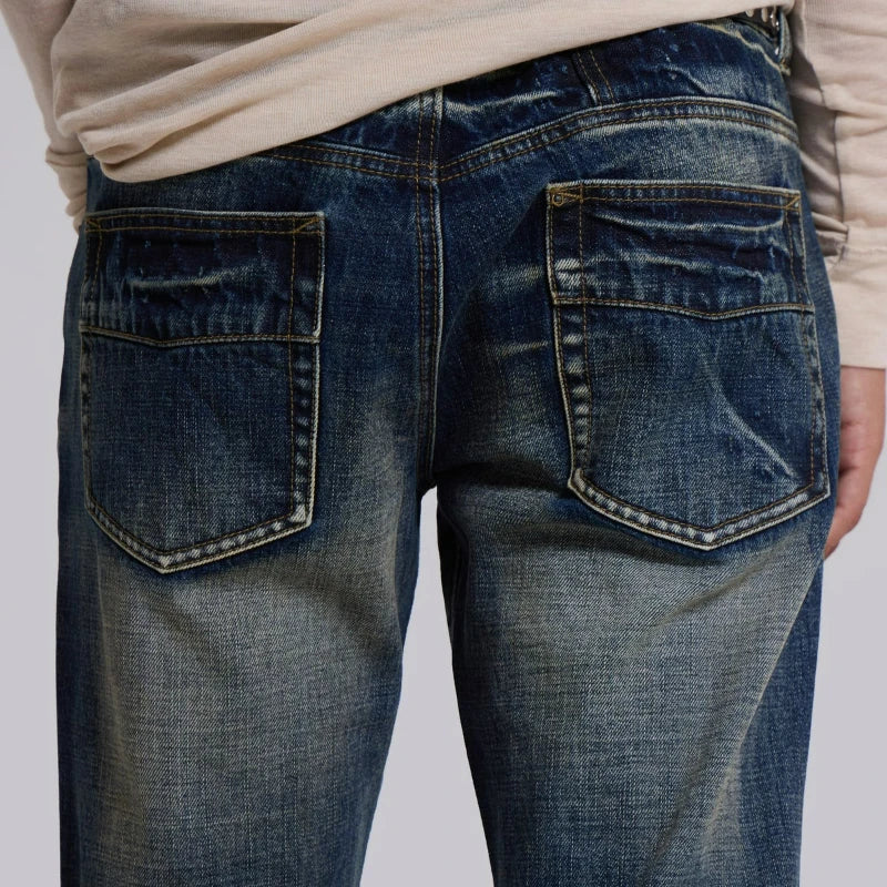 Y2K Vintage Flared Jeans Mid Blue Washed Men Women Bootcut Jeans American Hip Hop Distressed Streetwear Unisex Wide Leg Pants
