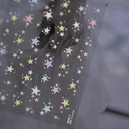 Grid Patterned Star Bowknot Cherry Polka Dot Line Colorful Geometric Five-pointed Star Adhesive Nail Art Sticker Manicure Decal