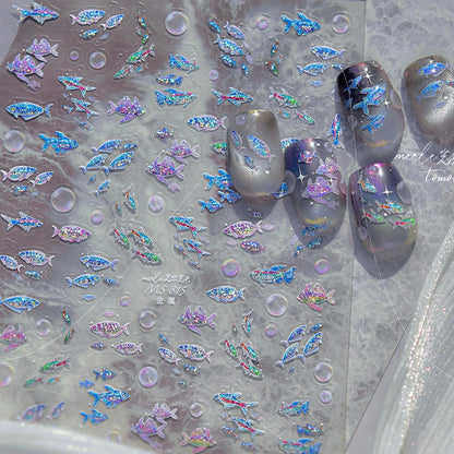 Ocean Shell Starfish Shell Conch Whale Dolphin Seahorse Coconut Tree Water Bubbles Self Adhesive Nail Art Sticker Manicure Decal
