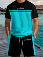 2026 Summer New Arrival Men's Letter Print Short-Sleeve T-Shirt Stylish Mens Shorts Set Vacation Beach Casual T-Shirt Summer Top