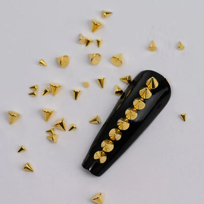 6Grids 3D Mini Punk Metal Rivet Nail Art Charms 1.5/2/3mm Gold Silver Cone Spike Studs Nails Jewels DIY Manicure Decorations ZB