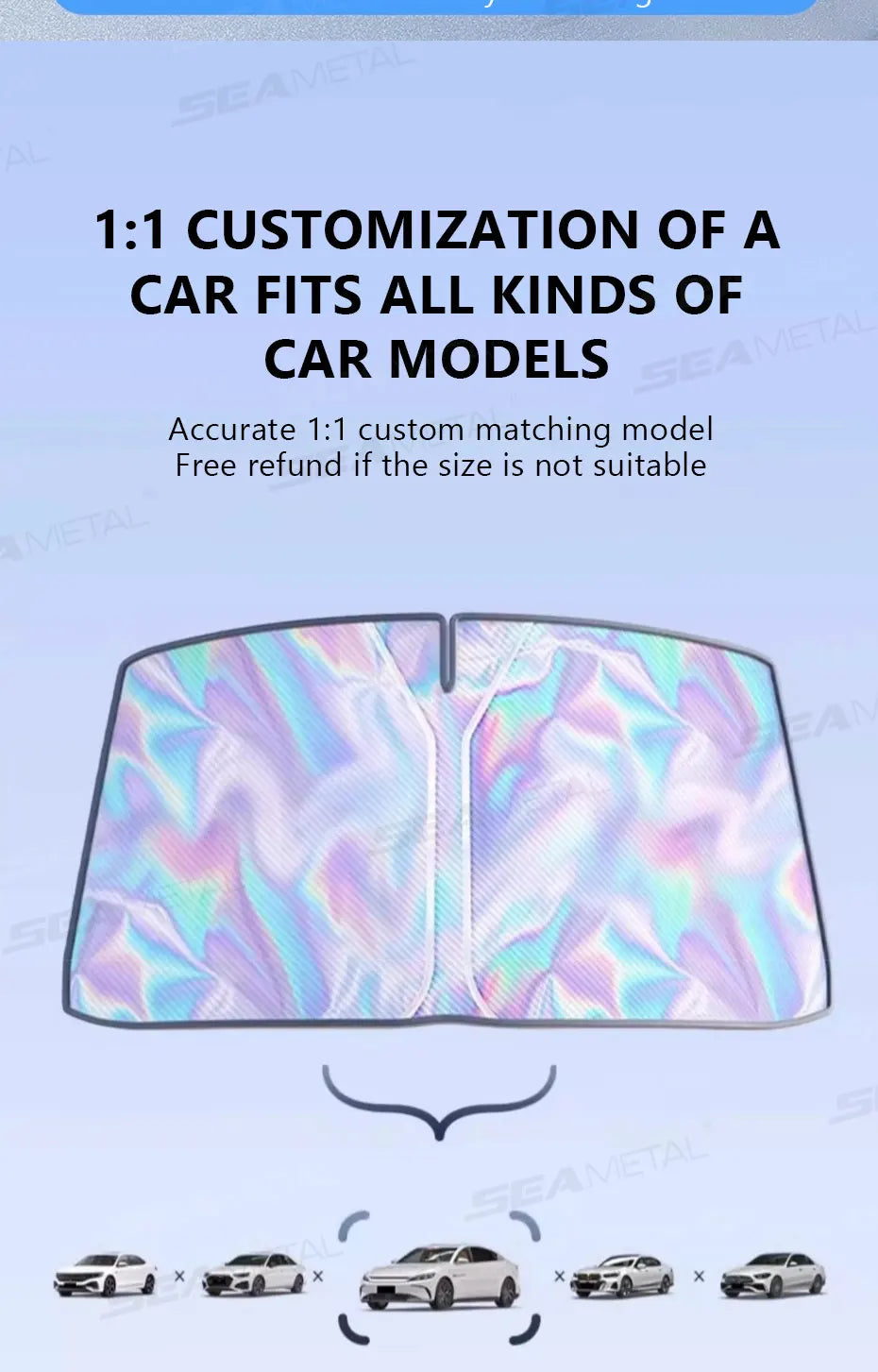 SEAMETAL Car Windshield Sun Shade Five-layer Front Window Sunshade Windshield Sun Protection Cover UV Blocker Summer Car Covers