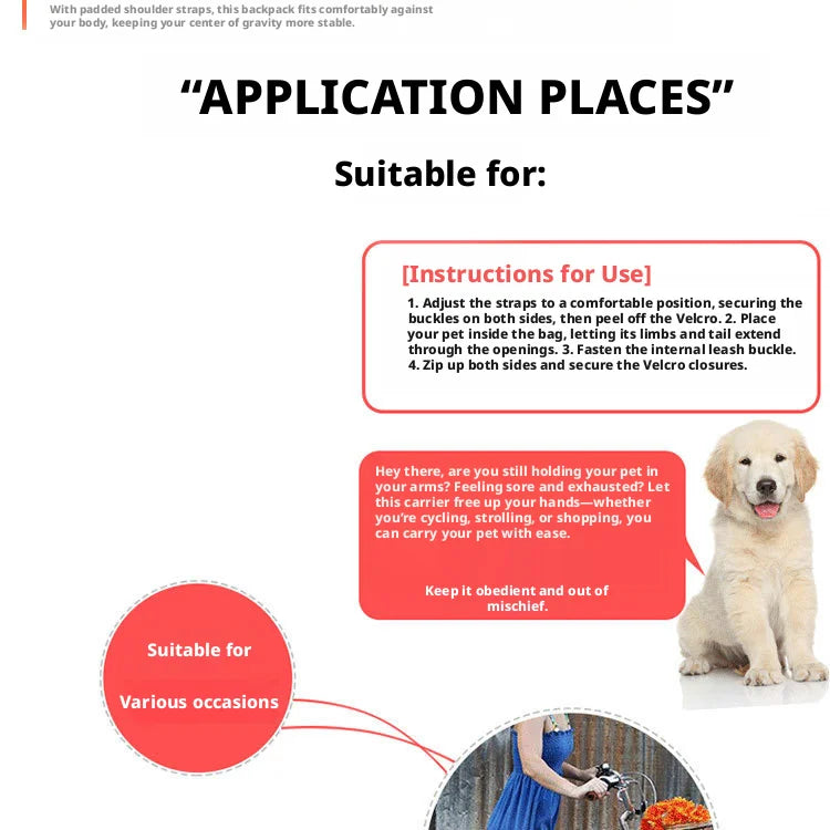 Breathable Pet Dog Cat Chest Carrier Backpack Hands-free Outdoor Travel Bag for Small Pets