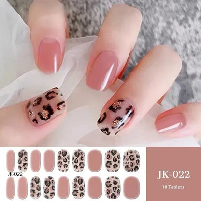16/18/20Tips Semi-Cured Gel Nail Strips Adhesive Full Cover Stickers for Nails UV Lamp Need Press On Nails Fashion Manicure