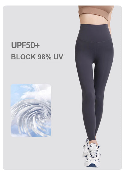 BIVIGAOS High-Quality Summer Sunscreen Shark Leggings Women Ultra-Thin High Elastic Nude Feeling Seamless Sport Fitness Leggings