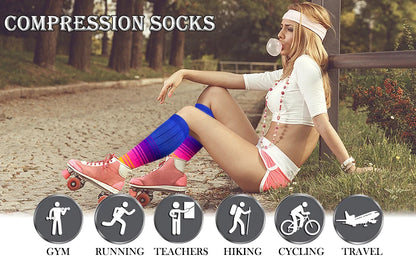 19 Styles Compression Stocking Blood Circulation Promotion Slimming Compression Socks Anti-Fatigue Comfortable Solid Color Socks