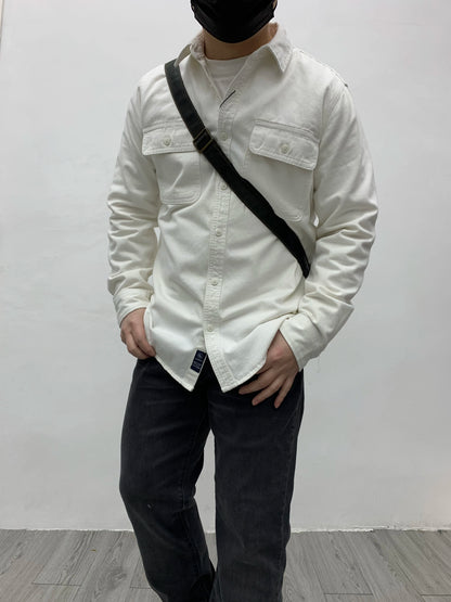 Autumn New Japanese Retro Heavyweight Twill Long-Sleeve Turn-down Collar 100% Cotton Shirt Men's Fashion Washed Casual Blouses