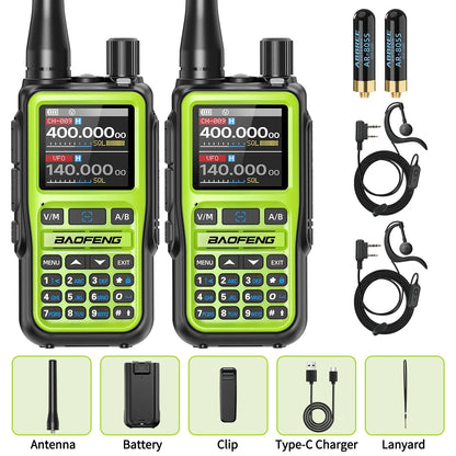1/2PCS BAOFENG UV-5R Mini Walkie Talkie Dual PTT Wireless Bluetooth Programming Multi-Band Type-C Charge Long Range Ham Radio