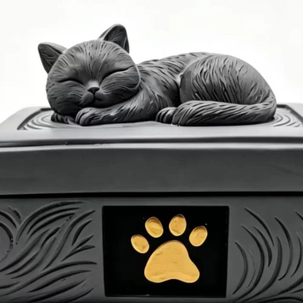 Sleeping Cat Pet Urn Cats Dogs Memorial Cremation Keepsake Urn Pet Ash Holder Container Box Pet Loss Sympathy Gift