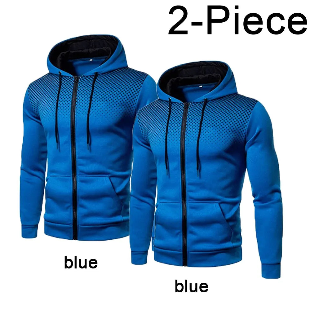 2023 Autumn and Winter New European and American Solid Color Fleece Sweater Pants Men's Casual Zipper Sports Hat Set