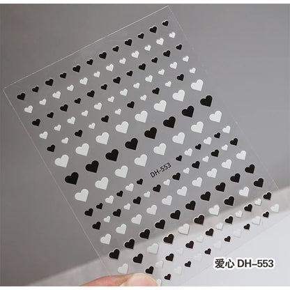 3d Nail Art Stickers Red Black White Love Hearts Stars Clouds French Full Tips Adhesive Nail Decals Slider For Manicure