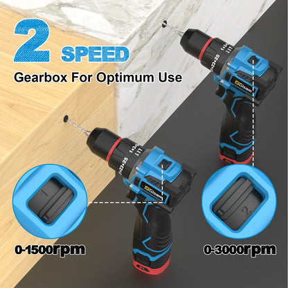 Gisam 95NM Brushless Electric Impact Drill 25+3 Torque 3 in 1 Cordless Electric Screwdriver Portable Power Tools For Home Woodwo
