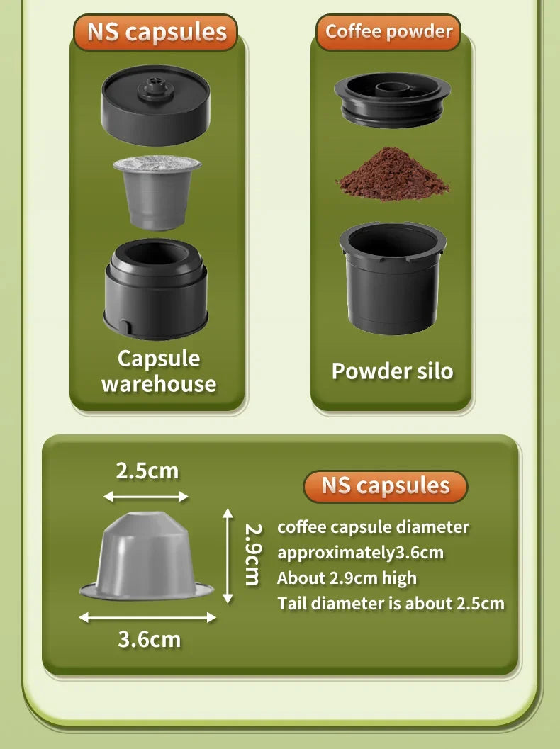 20 Bar Self-Heating Wireless Portable Espresso Maker, One-Click Automatic Extraction Mini Coffee Machine, Multi Capsule Compatible Rechargeable Travel Coffee Maker, Compact Portable Coffee Brewer for Car, Road Trip, Camping,