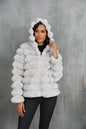 2026 Faux Fur Women Coats Hooded Full Sleeve Short Coat Zipper Thick Warm Solid Temperament Elegant Splice Autumn Winter