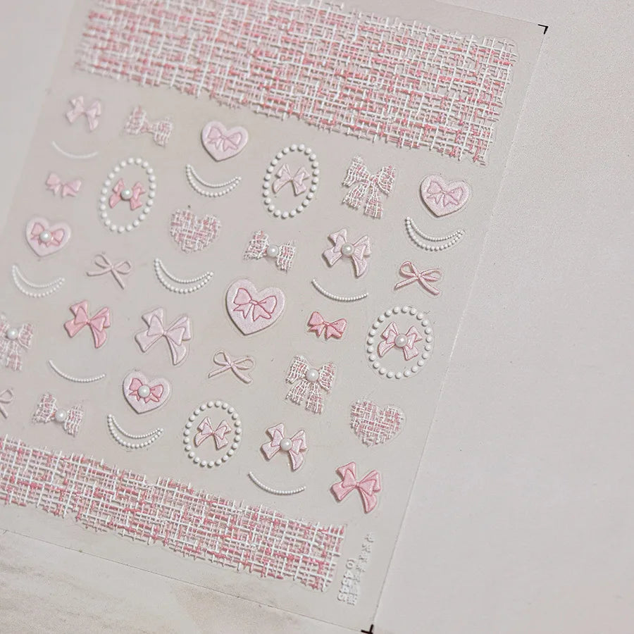 Autumn Winter Leopard Print Bow Nail Art Stickers 3D Thin Tough Nail Sticker Cute Bow Self Adhesive Nails Decorations Decals DIY