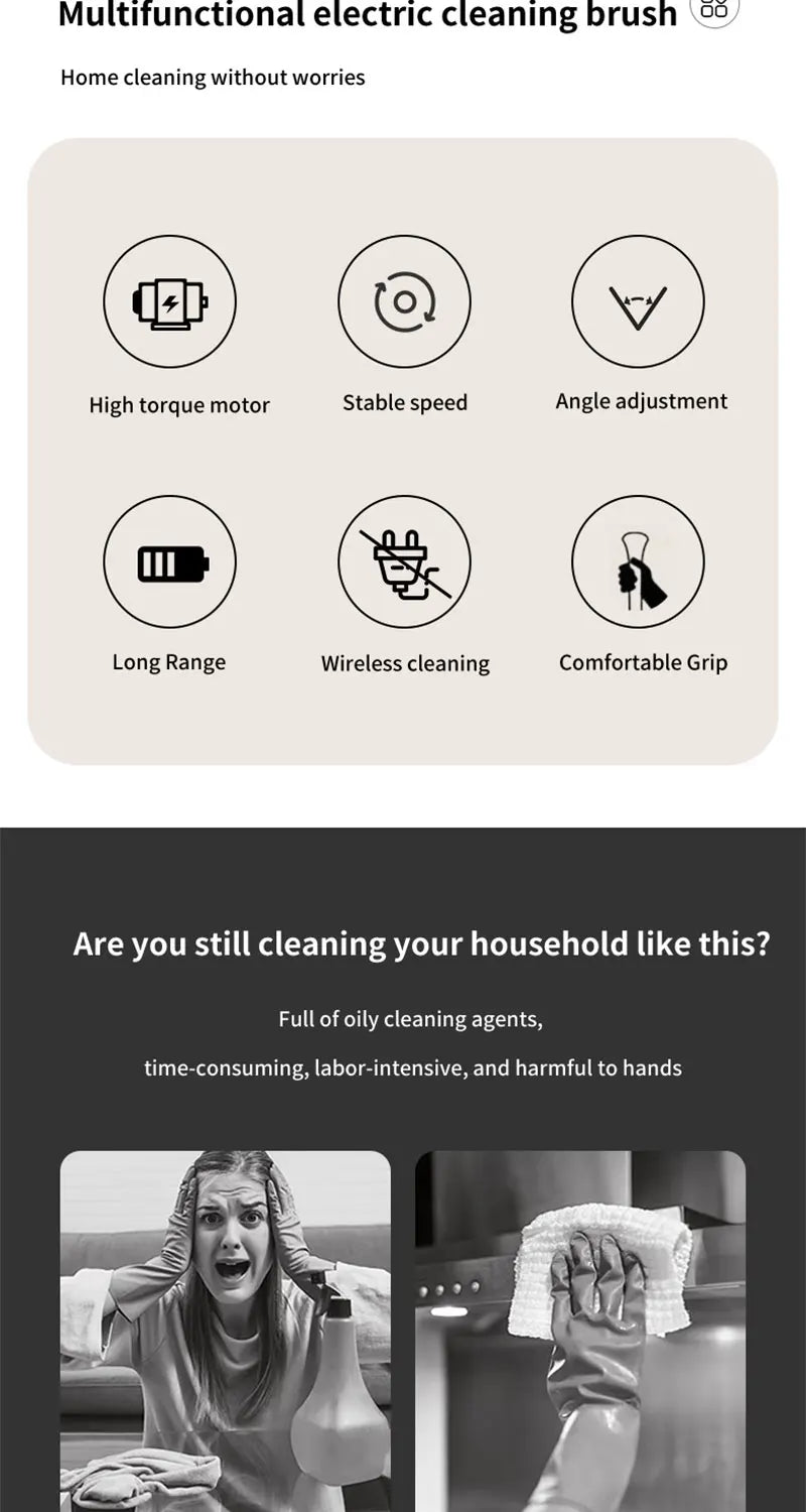 9-in-1 Wireless Rotating Electric Cleaning Brush - Household Multi-scene Scrubber for Bathroom, Kitchen & Toilet Deep Cleaning