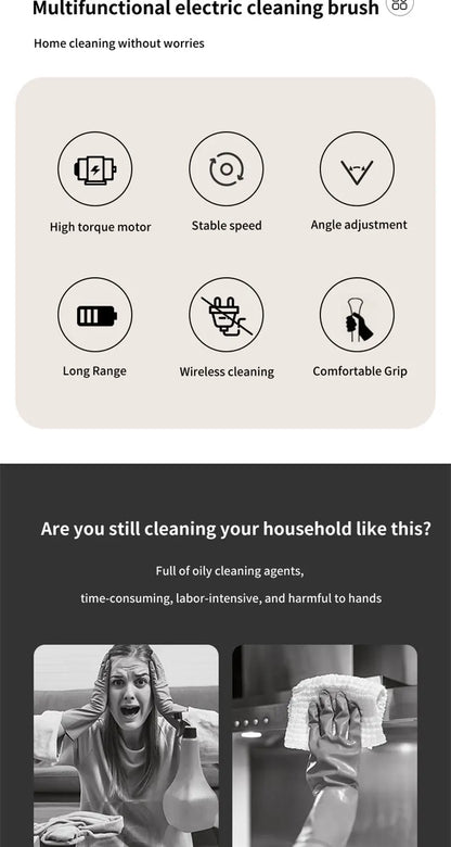 9-in-1 Wireless Rotating Electric Cleaning Brush - Household Multi-scene Scrubber for Bathroom, Kitchen & Toilet Deep Cleaning