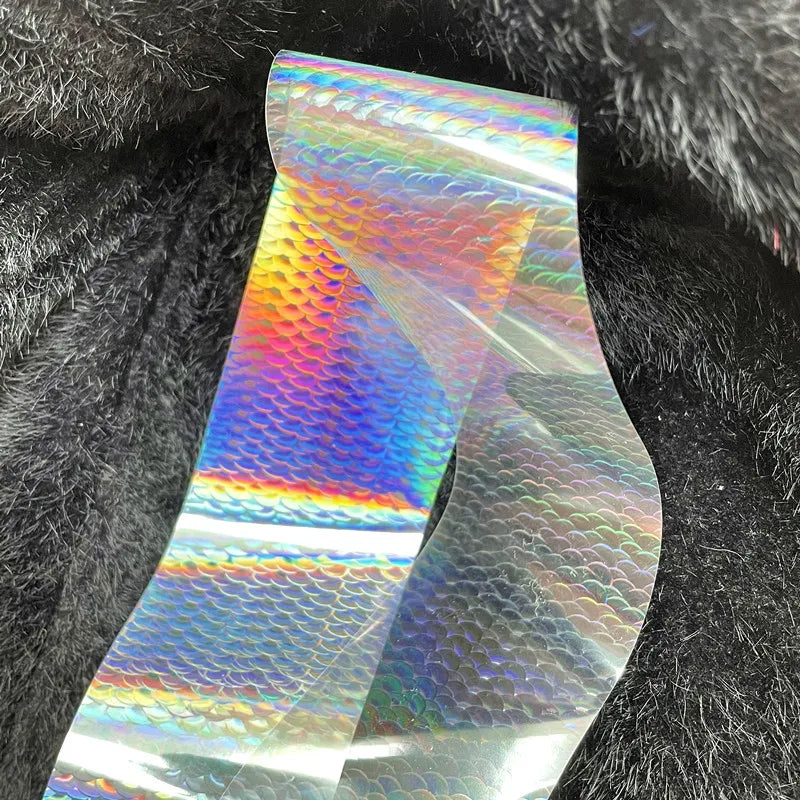 50/100cm Fish Scale Chameleon Nails Metal Nail Art Foil Fish Lure Transfer Decals Wraps Stickers Laser Manicure Decorations
