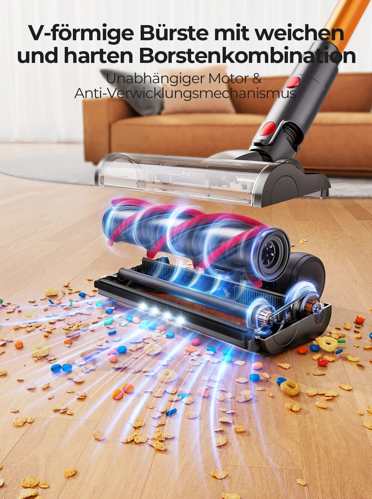 Laresar V7 500W 50000Pa Suction Power Cordless Vacuum Cleaner Handheld Smart Home Appliance Removable Battery Dust Mug