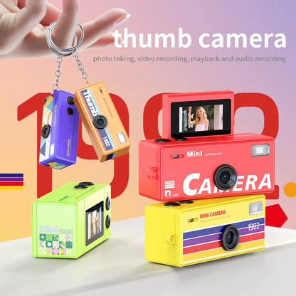 Ourlife Thumb Keychain Camera 0.96inch Flip Screen Retro CCD Mini Digital Camera 720P Very Small Camcorder Video Recorder