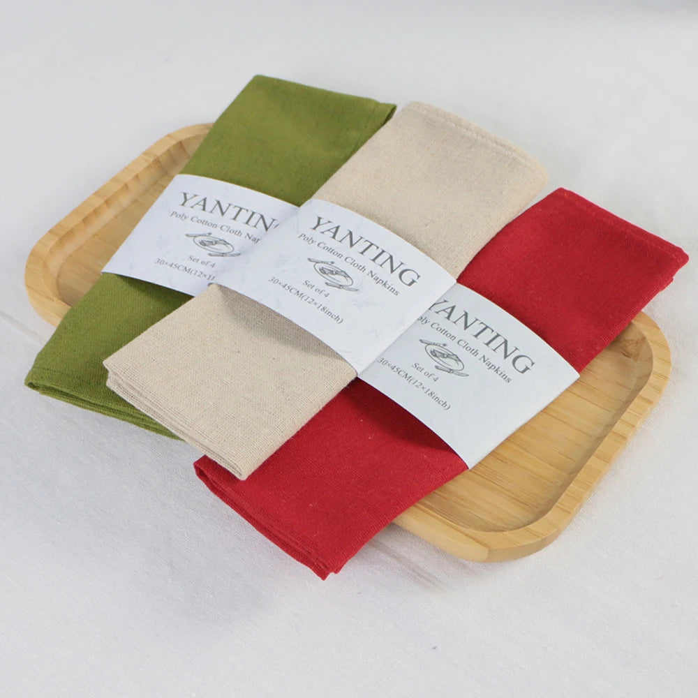 6pcs Cloth Napkins 30X45CM Orange Cotton Polyester Blend Kitchen Washable Dinner Reusable Napkins Wedding Party Table Decoration