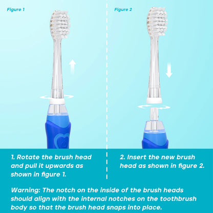 Seago Replacement Brush Heads for SG-2139, SG-513, and SG-977 Electric Toothbrush - Soft Bristles, Pack of 4 (Model H923)