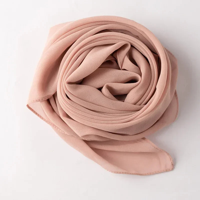 90*90cm Square Chiffon Hijab Scarf Women Solid Color Muslim Soft Head Scarf Islamic Shawls and Wraps Headband Musulman Scarves