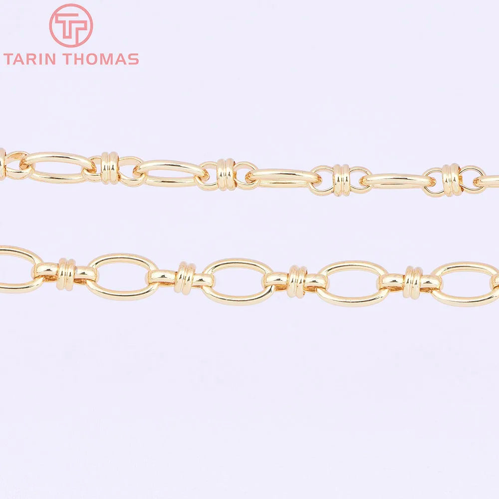 (6219) 50CM 5.8x9MM 24K Gold Color Plated Brass Necklace Chains Bracelet Chains High Quality Jewelry Accessories Wholesale