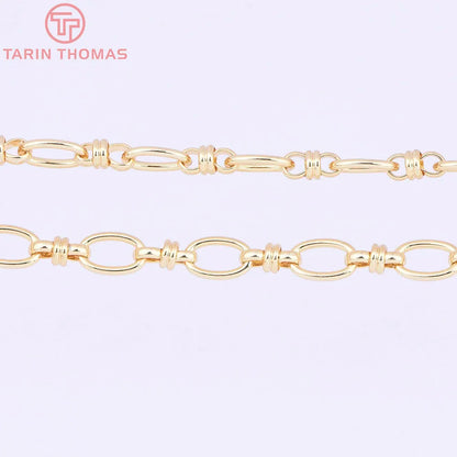 (6219) 50CM 5.8x9MM 24K Gold Color Plated Brass Necklace Chains Bracelet Chains High Quality Jewelry Accessories Wholesale