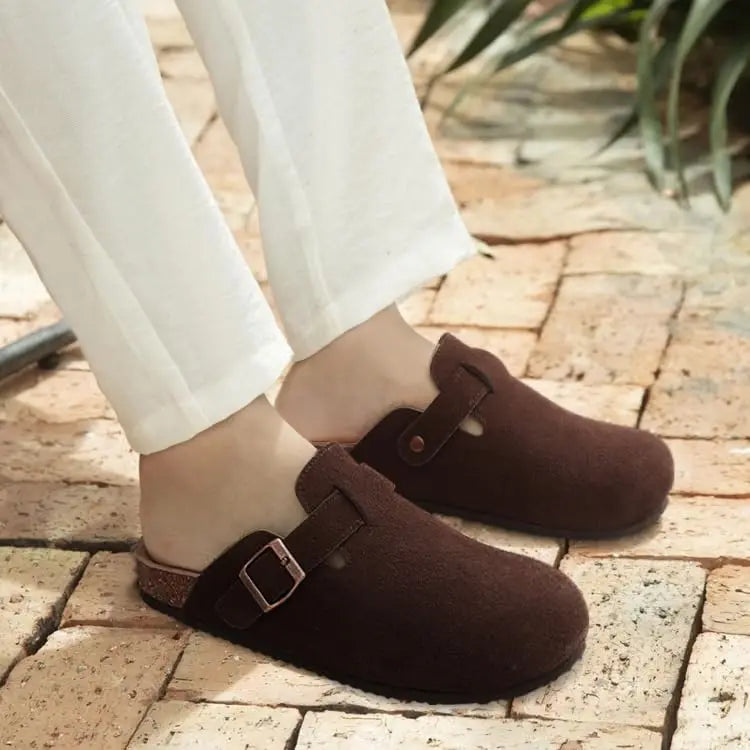 Shevalues Men's Suede Clogs Soft Leather Mules Men New Summer Men Cork Sandals Comfort Slip On Unisex Clogs With Arch Support