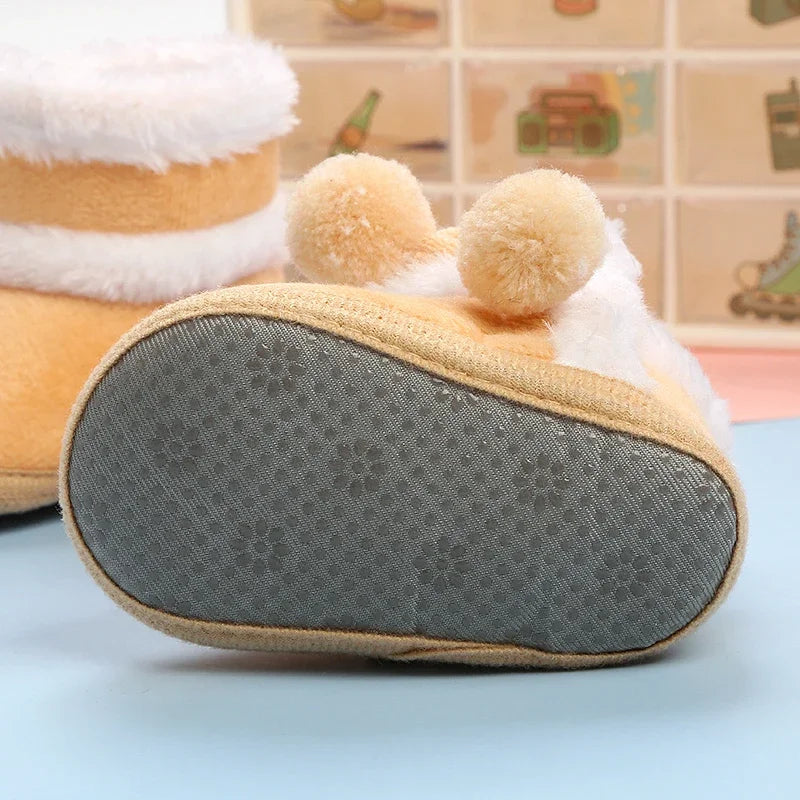 New Fashion Comfortable Shoes Newborn Baby Girls Boys Soft Booties Solid Pompom Snow Boots Infant Toddler Newborn Warming Shoes