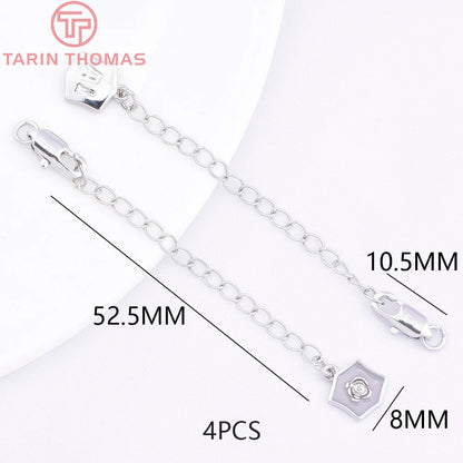 (3564) Full Length 85MM 24K Gold Color Plated Brass Extender Chain with Lobster Clasps High Quality Jewelry Accessories