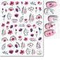 3d Nail Art Decals Watercolor Florals Purple Green Pink Flowers Leafs Fruit Adhesive Sliders Nail Stickers For Manicure