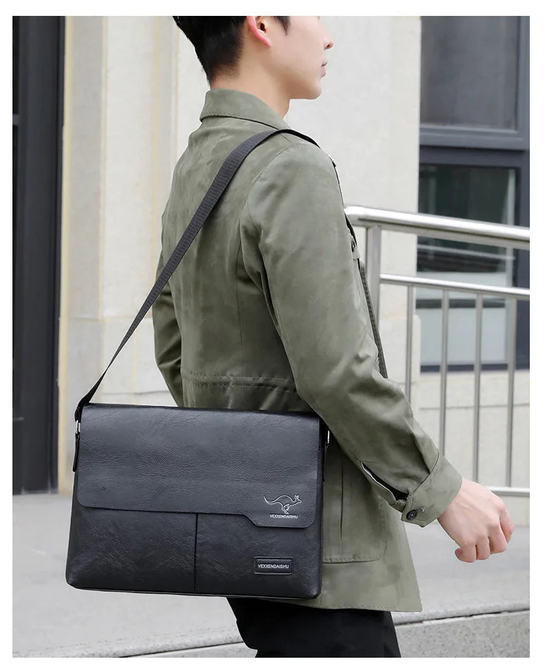 Business Shoulder Bag For IPAD PU Leather Business Handbag Men Messenger Bag Large Side Sling Bag Fashion Man Crossbody Bag