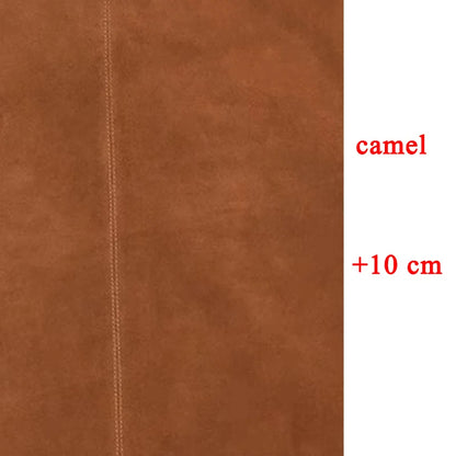 Retro Suede Leather Cropped Pants for Women Femae Genuine Leather Wide Leg Floor Long Trousers Straight Cylinder Spodnie Damskie