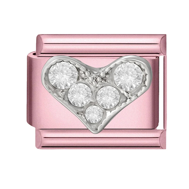Pink Color Y2K Butterfly Star Bow Rabbit Heart Pendant Italian Charm Links Fit 9mm Stainless Steel Bracelet DIY Making Gifts