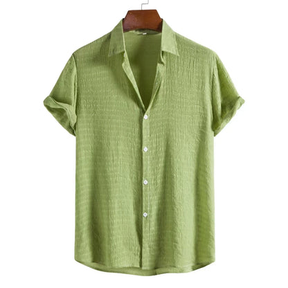 100% Cotton Linen Shirt Men Summer Short Sleeve Male T-shirts Breathable Tops Tee White Clothing Casual Fashion Shirts For Men