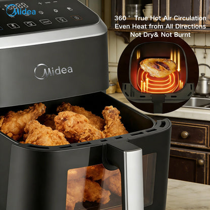 Midea 5L Air Fryer Large Capacity Family Size Multi-Functional Easy Clean Oil-Free Healthy Adjustable Temp Rapid Air