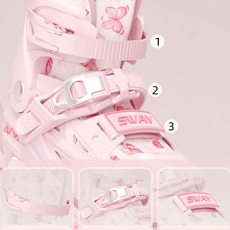 Szie 26-41 Adjustable Inline Roller Skate Shoes Flashing 4 Wheels Skates For Women Men Outdoor Skating Sneakers Boys Girls Gift