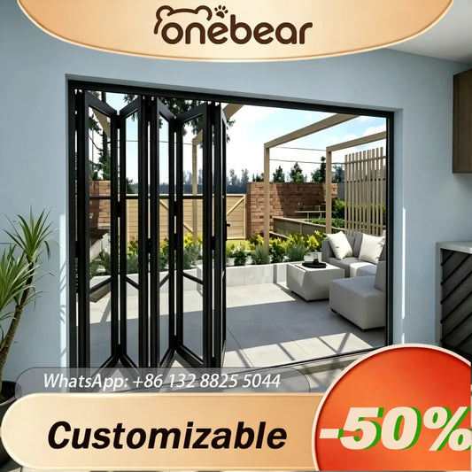 Any Size Custom Modern Thermal Break Aluminum Accordion Folding Door Waterproof Insulated Glass Exterior Door For House Patio